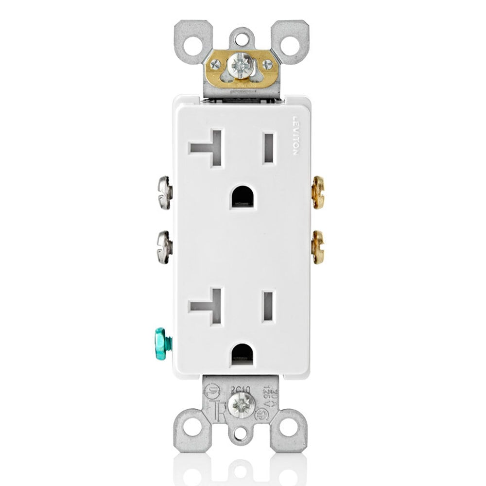 20 Amp, Tamper- Resistant, Decora Duplex Receptacle, Residential Grade, White