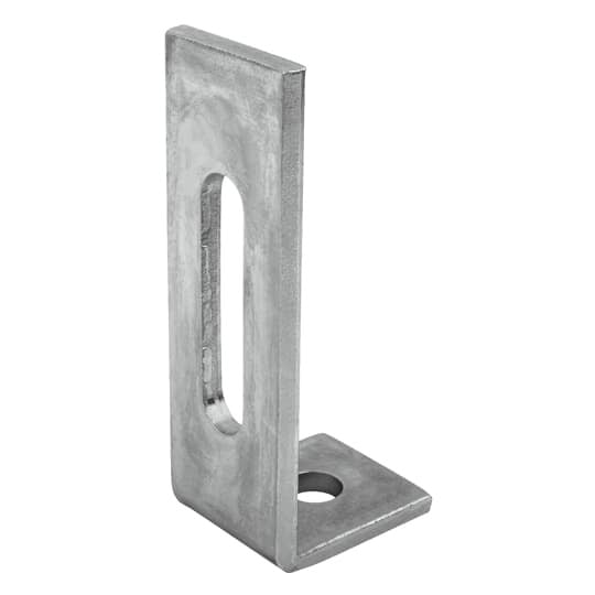 Bracket, L-Shaped, Length 4-7/8 Inches, Base Length 1-7/8 Inches, Width 1-5/8 Inches, Adjustable Slot Length 2-1/2 Inches, Hole Diameter 9/16 Inches, Electro-Galvanized Steel