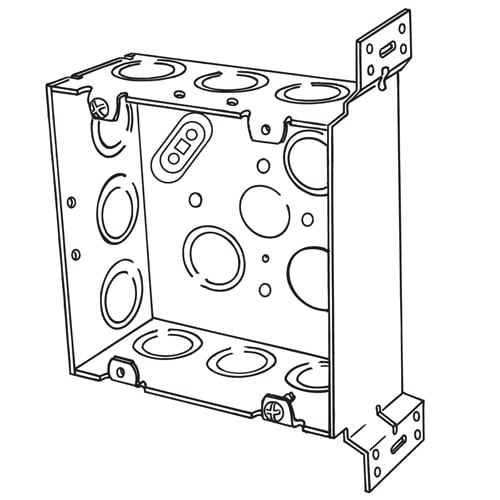 Features:With 1/2 And 3/4 IN Conduit Knockout , Standard:UL E18095, Number Of Outlet:13, Material:Steel, Size:4.6875 X 4.6875 X 2.125IN, Cubic Capacity:42CI