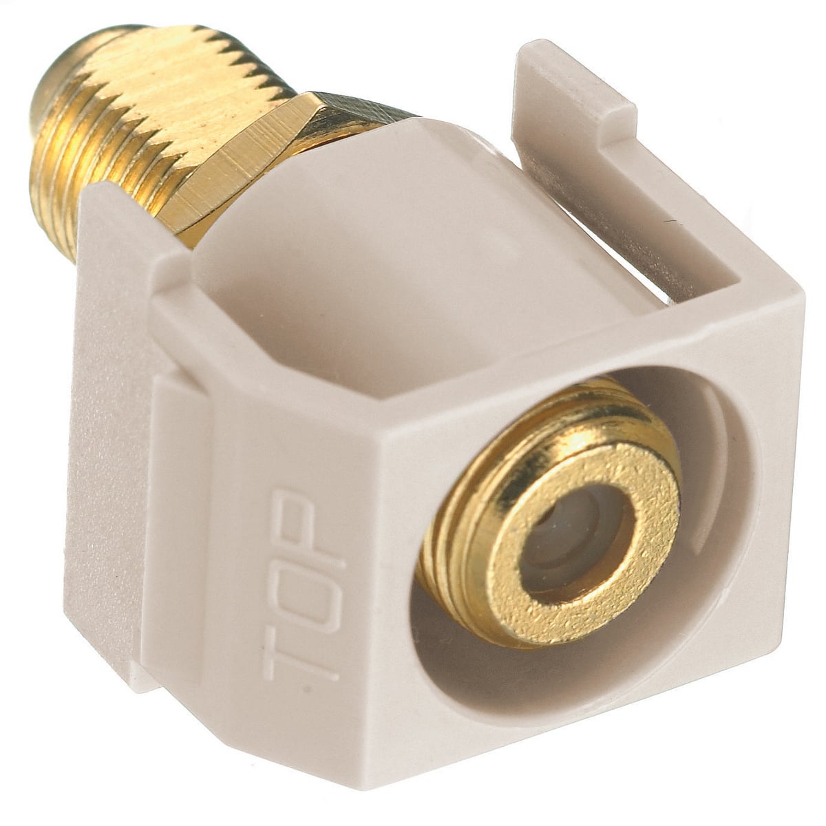 Recessed F Coax Connector, Snap-Fit, Light Almond