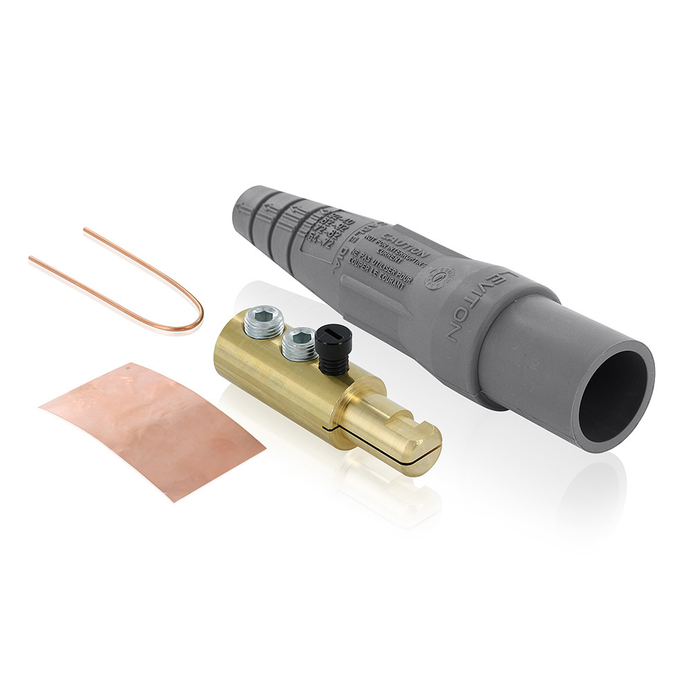 Male Plug, Contact & Insulator, Cam-Type, Detachable, Double Set Screw Termination, 2/0 - 4/0 AWG, 400 Amp Max, 16 Series Taper Nose, Type 3R "While-in-Use"-Gray