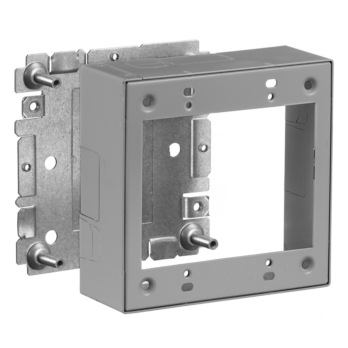 HBL20482GY HBL2000 2-Gang Standard Device Box, 4-1/2 in L x 4.6 in W x 1.4 in H, Rolled Steel, Gray