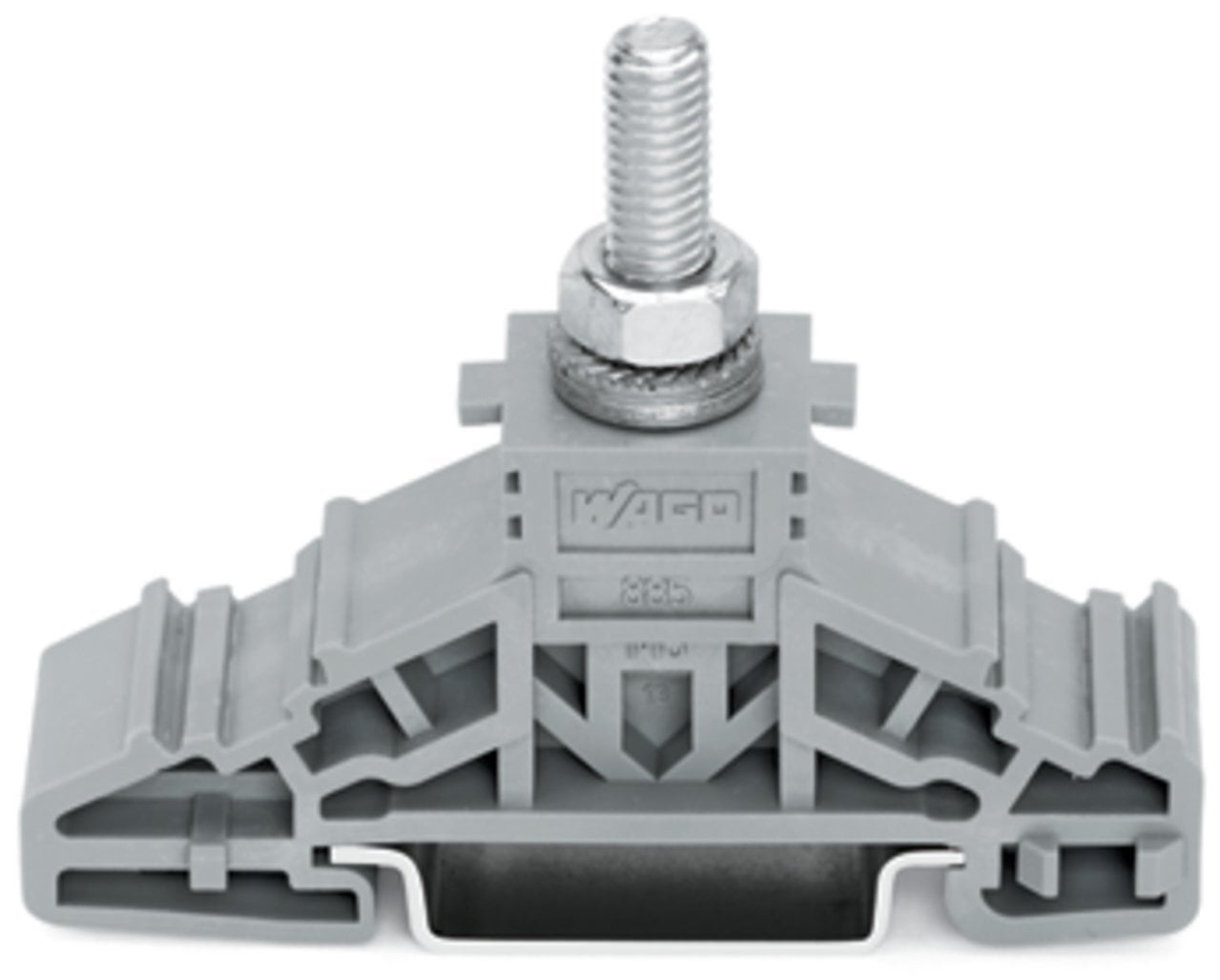 Stud terminal block; lateral marker slots; for DIN-rail 35 x 15 and 35 x 7.5; 1 stud, M6; 35,00 mm; gray