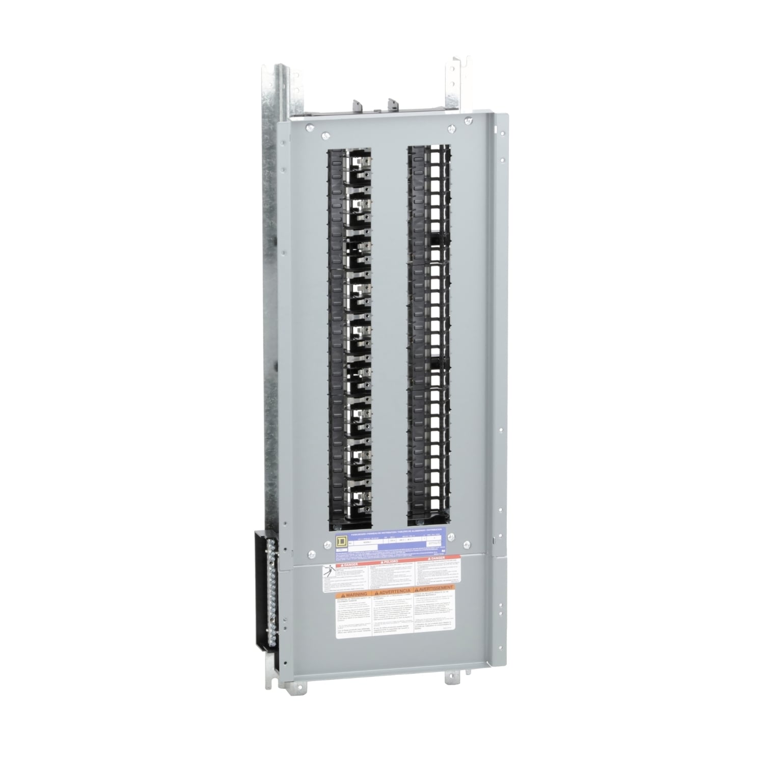 Panelboard interior, NQ, main lugs, 225A, Al bus, 54 pole spaces, 3 phase, 4 wire, 240VAC, 48VDC