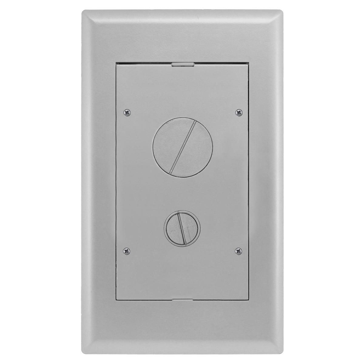 Raised Access or Wooden Floors, Recessed, 2-Gang AFB Rectangular Series, Flush Furniture Feed Cover Assembly, Aluminum Powder Paint Finish