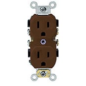 15-Amp, 125-Volt, Narrow Body Duplex Receptacle, Straight Blade, Commercial Grade, Self Grounding, Light Almond