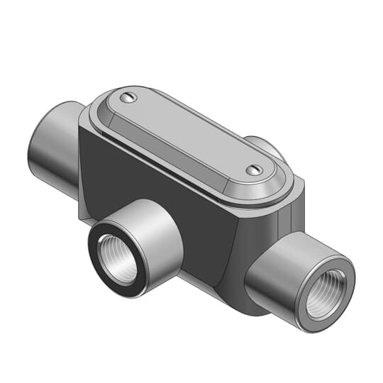 1 Inch BlueKote Form 7 (X) Pre-Assembled Conduit Body, Cover and Gasket, Body Material Gray Iron/Zinc Plating and Baked On Epoxy Powder Coat with BlueKote Internal Coating, Cover Material and Finish Stamped Steel/Zinc Plating with Neoprene Gasket
