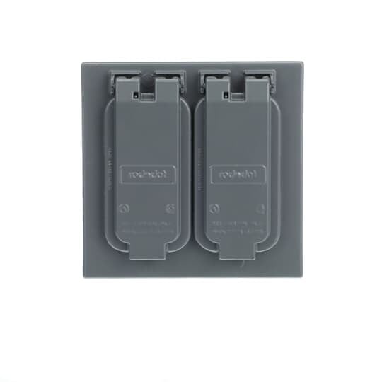 2-Gang Weatherproof Device Mount 2-Duplex Receptacle Box Cover - Silver