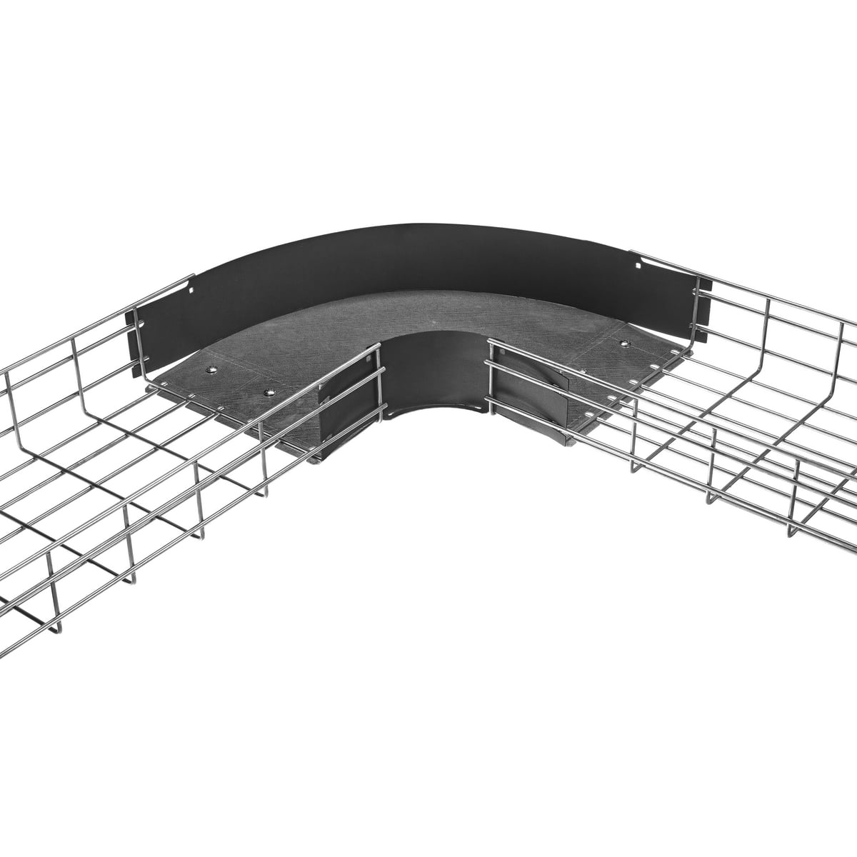 Wire Basket Tray, Preformed Radius, 90 Degree Elbow, 2" Heigh X 4" Wide, Pre-Galvanized