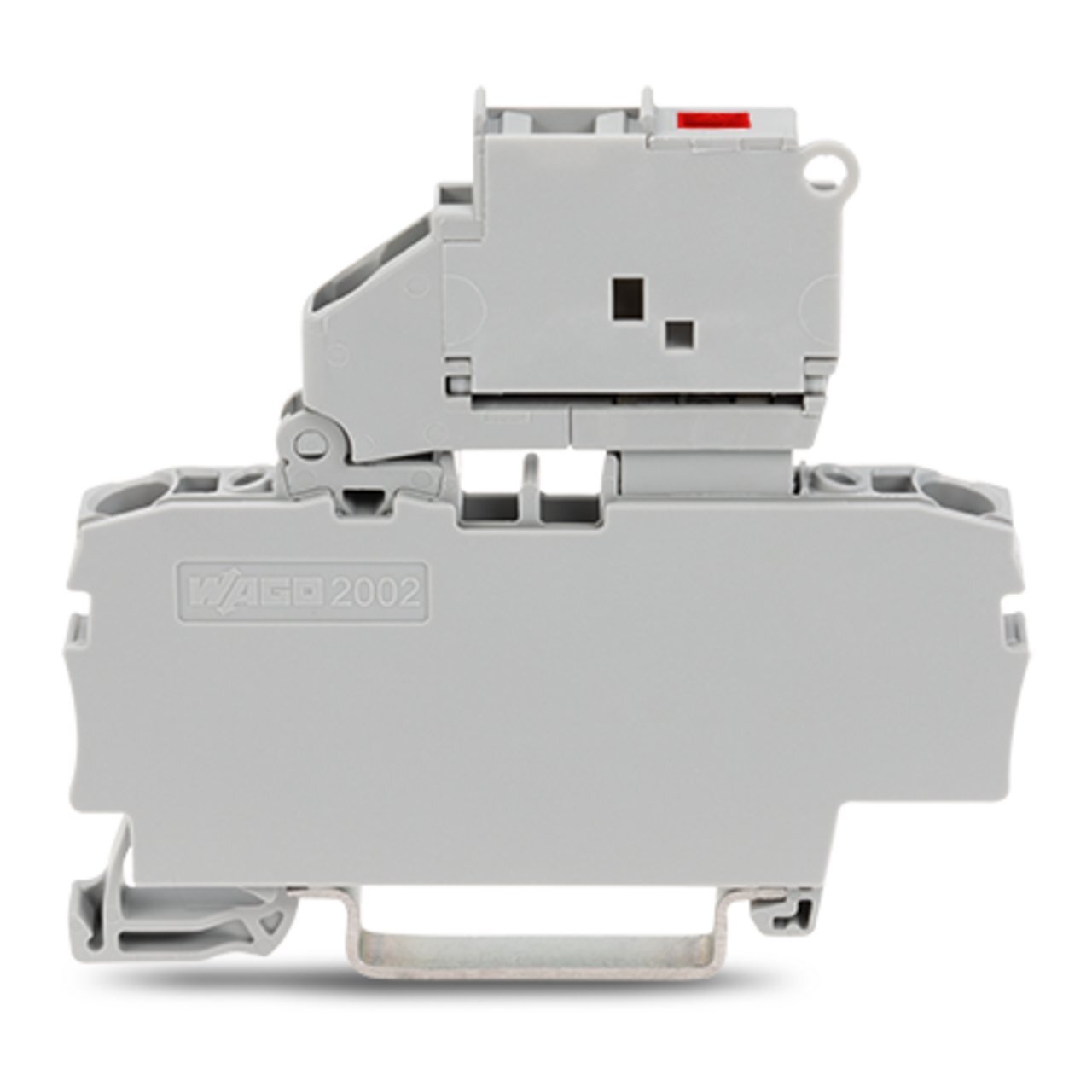 2-conductor fuse terminal block; with pivoting fuse holder; with end plate; for 5 x 20 mm miniature metric fuse; with blown fuse indication by LED; 12 - 30 V; for DIN-rail 35 x 15 and 35 x 7.5; 2.5 mm; Push-in CAGE CLAMP; 2,50 mm; gray
