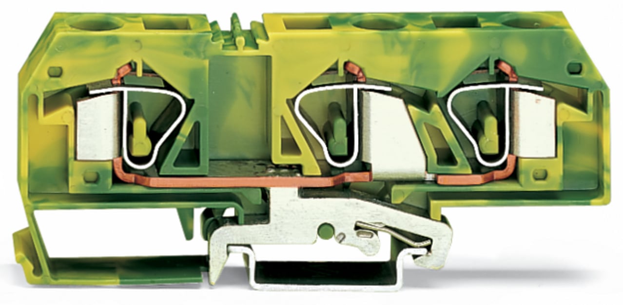 3-conductor ground terminal block; 16 mm; center marking; for DIN-rail 35 x 15 and 35 x 7.5; CAGE CLAMP; 16,00 mm; green-yellow