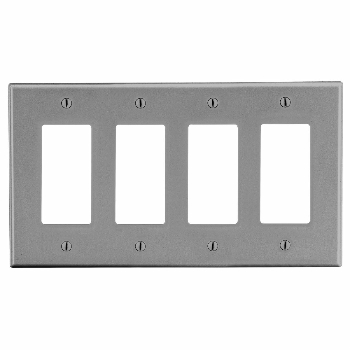 Hubbell Wiring Device Kellems, Wallplates, Non-Metallic, Mid-Sized, 4-Gang, 4) Decorator, Gray