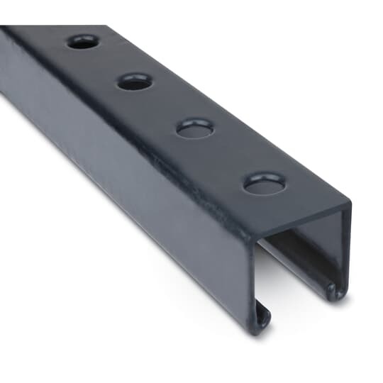 PVC Coated Standard Punched Channel Strut, 1-5/8 Inch Depth, 12 Gauge, 10 Foot Long, Steel, Gray
