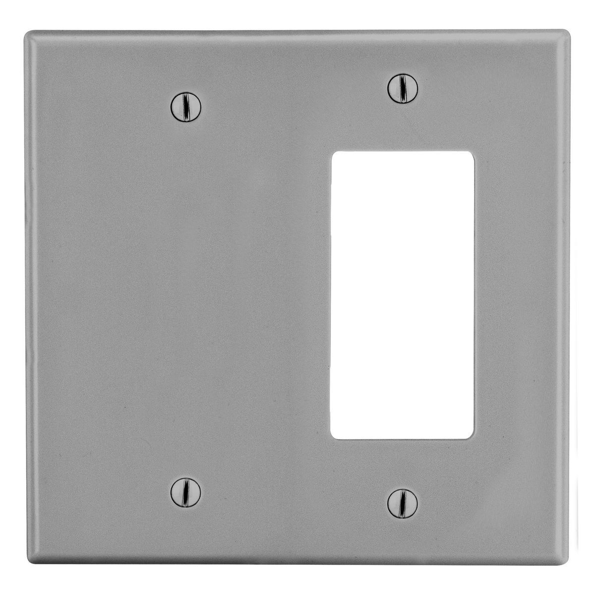 Wallplate, Mid-Size 2-Gang, 1) Decorator 1) Box Mount Blank, Gray