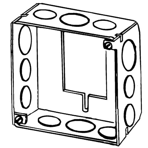Features:1 1/2IN Depth, For 4 IN Boxes, (8) 1/2 IN, (4) 3/4 IN Knockout, Standard:UL, Material:Steel, Cubic Capacity:21CI