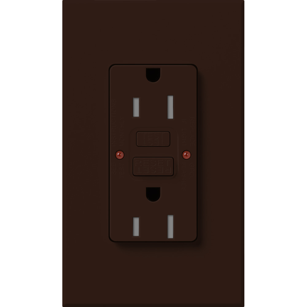 Architectural Series tamper resistant, Self-testing GFCI receptacle, 15A in brown