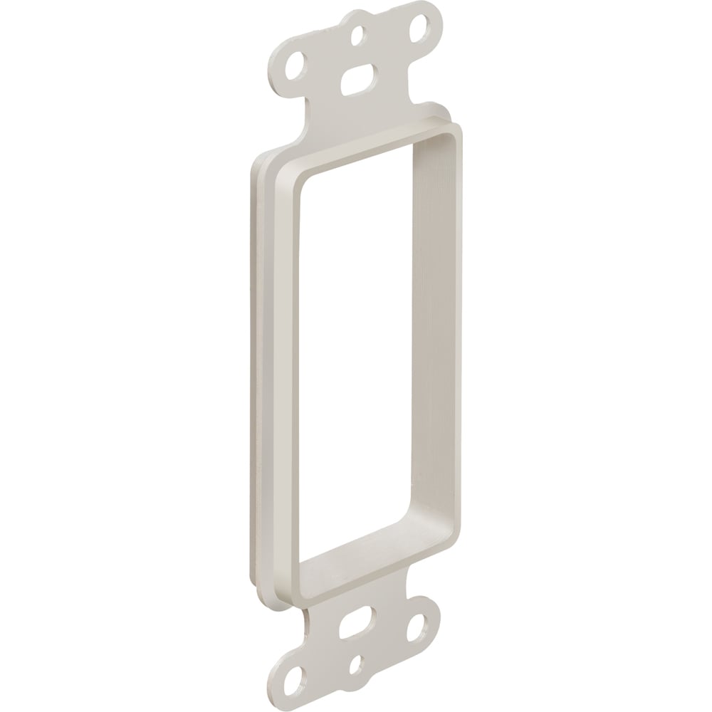 Reversible non metallic cable entrance hood for existing cables. Single Gang. Color White. Decorator Device Style. Includes two #6 screws. Provides widest opening for cables with large connectors. Color Black.