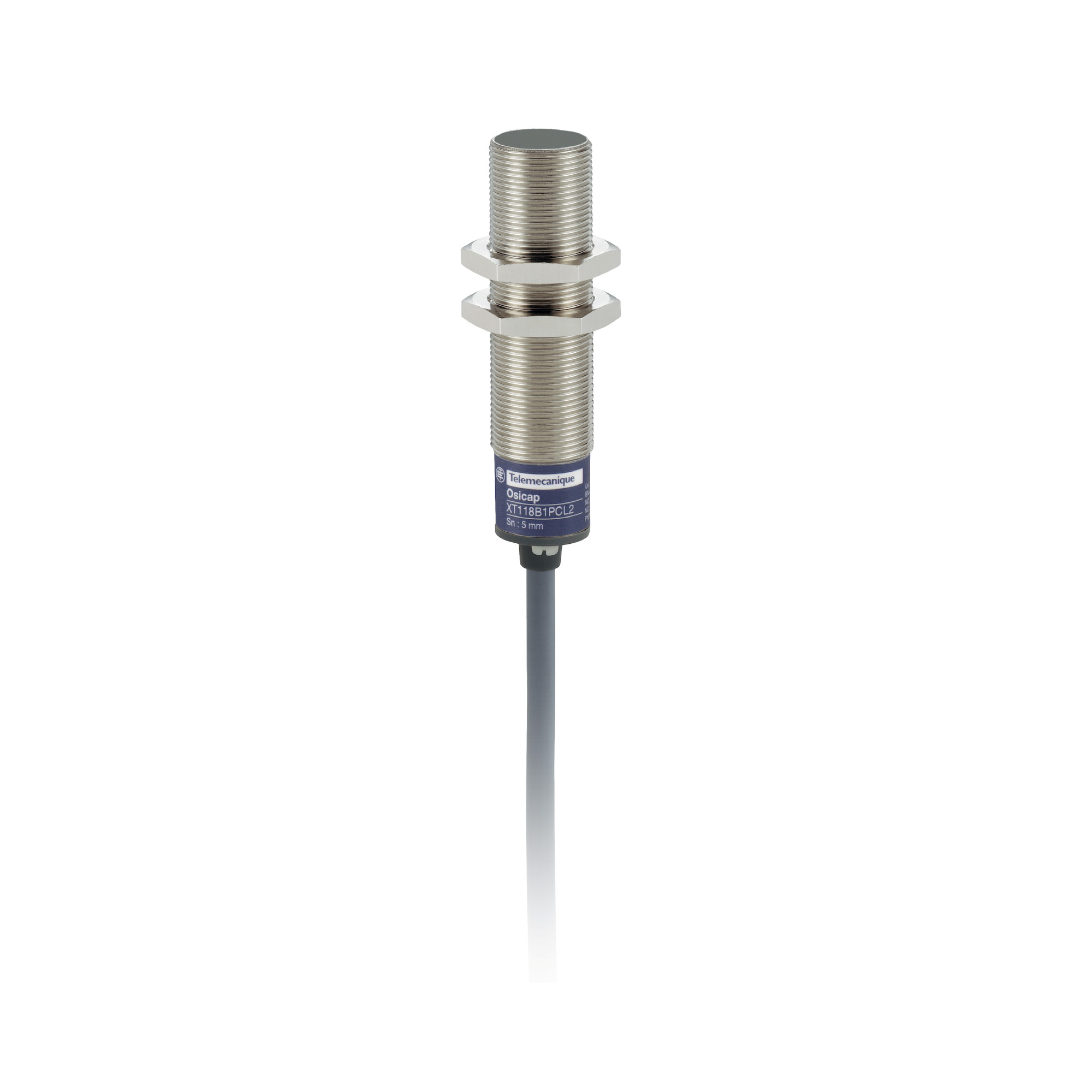 Telemecanique Capacitive proximity sensors XT, cylindrical M18, brass, Sn 5 mm, cable 2 m