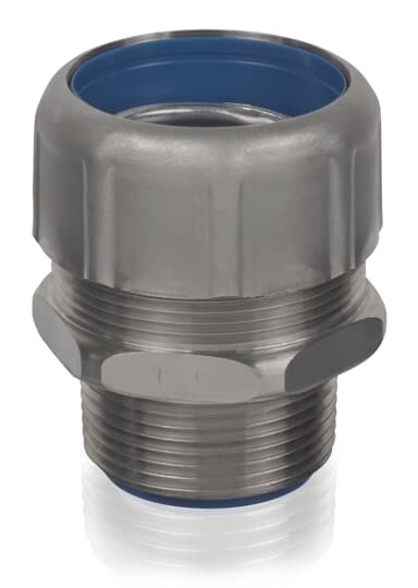 1-1/4 Inch Liquidtight Fitting for Flexible Metallic Conduit, Straight, UL/CSA Listed, High UV Resistance, NEMA Ratings: 3, 3R, 4, 4X, Length 2.60 Inches/66.04mm, Width 2.25 Inches/57.15mm, Temperature Range 0 to 105 Degrees C, 316 Stainless Steel with Duraplated Ground Cone