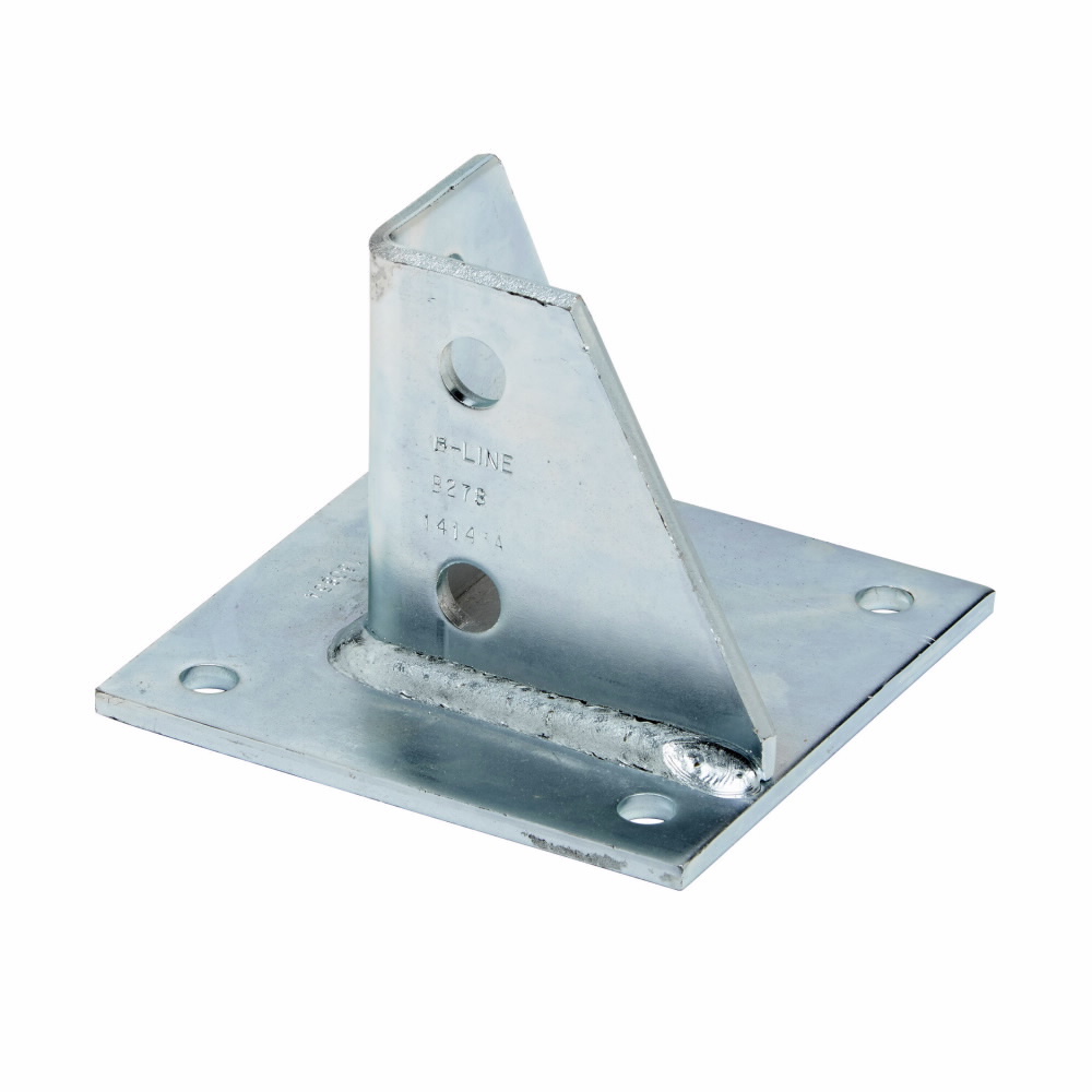 Eaton B-Line series post base, 3.5" H x 5" L x 5" W, Steel, Electro-plated