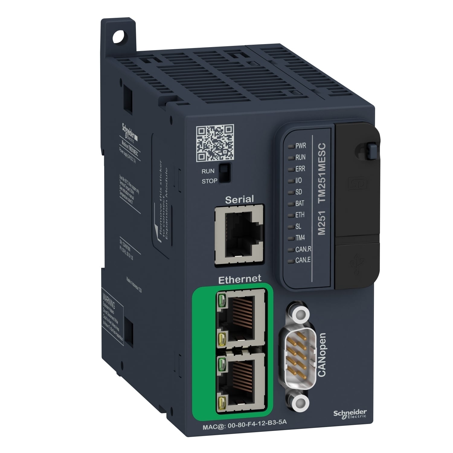 TM251MESC Modicon Ethernet CAN Logic Controller, 24 V DC, 7 Inputs, 7 Outputs