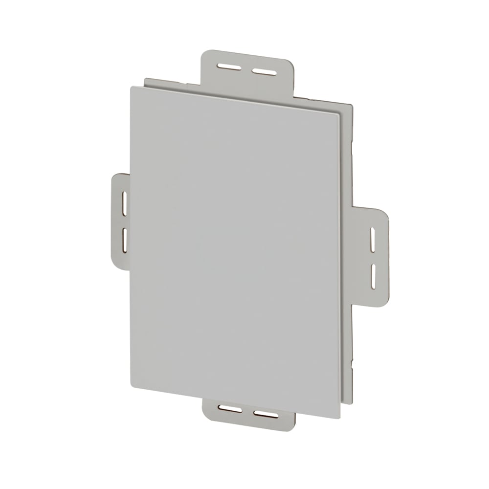 Meter mounting base 1 piece construction paintable, gangable, UV Rated. Provides a 1" overhang to cover siding. For all siding types. Dimensions 5x7.