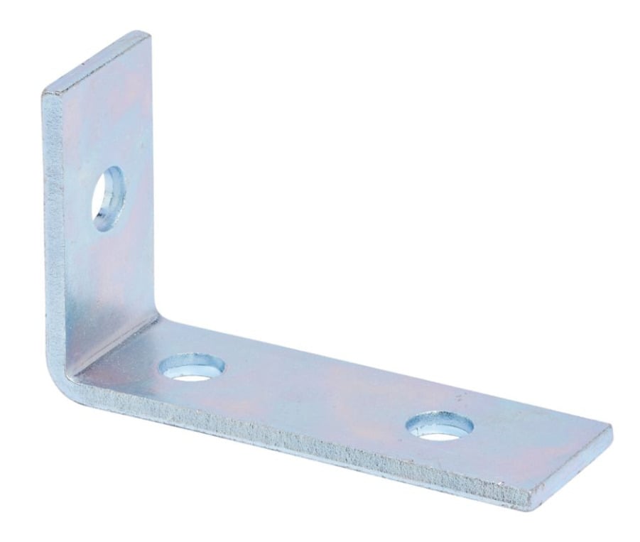 B529ZN 90 deg Corner Angle, 3 Holes, 4-7/8 in L x 3 in W x 7/32 in THK, Steel