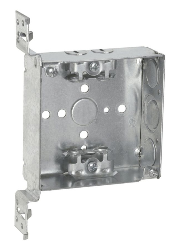 TP459 TP Welded Outlet Box, Steel, 22 cu-in Capacity, (8) Knockouts, 4 in H x 4 in W x 1-1/2 in D