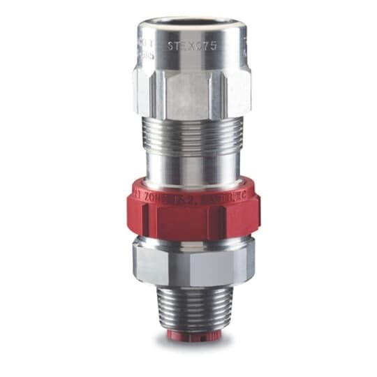 Star Teck Extreme hazardous location aluminum jacketed cable fitting. Hub size of 2 inch. Range over jacket from 1.440 - 1.965 inch.