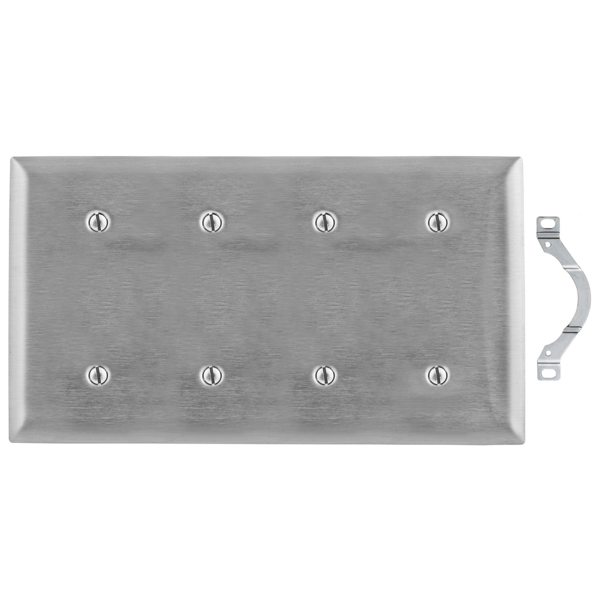 Wallplates and Boxes, Metallic Plates, 4- Gang, Blank, Standard Size, Stainless Steel