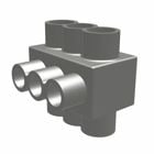 Al Distribution Tap Connectors, UV Black Plastisol Covered, 4 Ports, Double Sided Entry, #10-250 kcmil, 600 V, Torque 275 in/lbs, Temp Rating 90 Deg C.