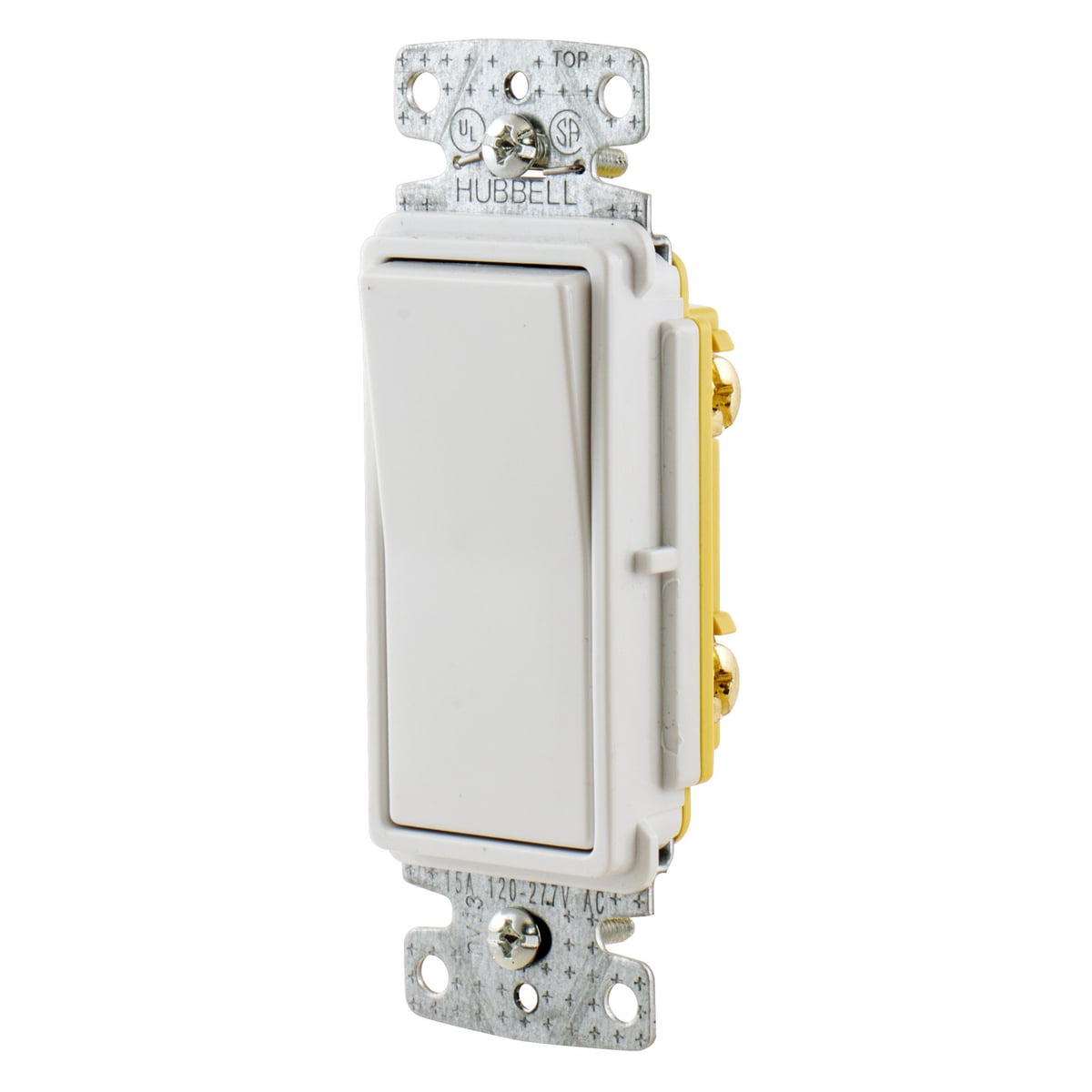 TradeSelect, Switches and Lighting Controls, Decorator Switch, Residential Grade, Rocker Switch, General Purpose AC, Single Pole, 15A 120/277V AC Push Back and Side Wired