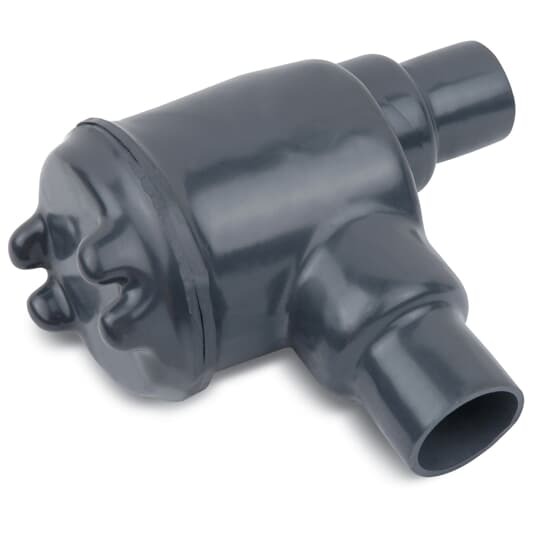 PVC Double-Coated Conduit Outlet Box for Hazardous Locations, GUAB Type - L Shape, Pipe Size 3/4 Inch/21 Metric, Box is Ductile Iron with Zinc Plating, Cover is Die Cast Aluminum, Cover Opening 3.00 Inch/76.20 Millimeters, Gray