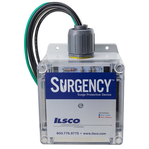 Surgency Surge Protection, Service Entrance, Lead Wire Size 10, 1 Phase, Split System, 50kA Surge Current, 120/240 V, Indicator LED, Noise Filter, UL, CSA