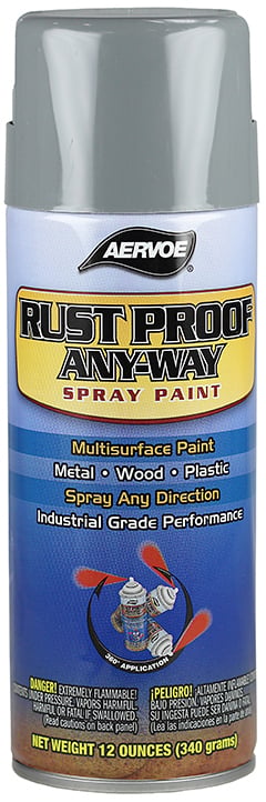 Rust Proof Paint, Solvent base type, Meter Gray, 15 min. dry time, Aerosol Can, 12 oz. net weight, 16 oz. Size