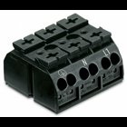 4-conductor chassis-mount terminal strip; 3-pole; PE-N-L1; without ground contact; for 3 mm ø screw and nut; 4 mm²; 4,00 mm²; black