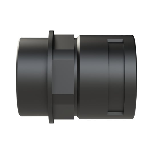 PMAFIX Straight Black Connector with Universal Safety Clip, Material - Polyamide 6, Thread Type - Metric, Thread Size -M50x1.5, Conduit Size NW - 36