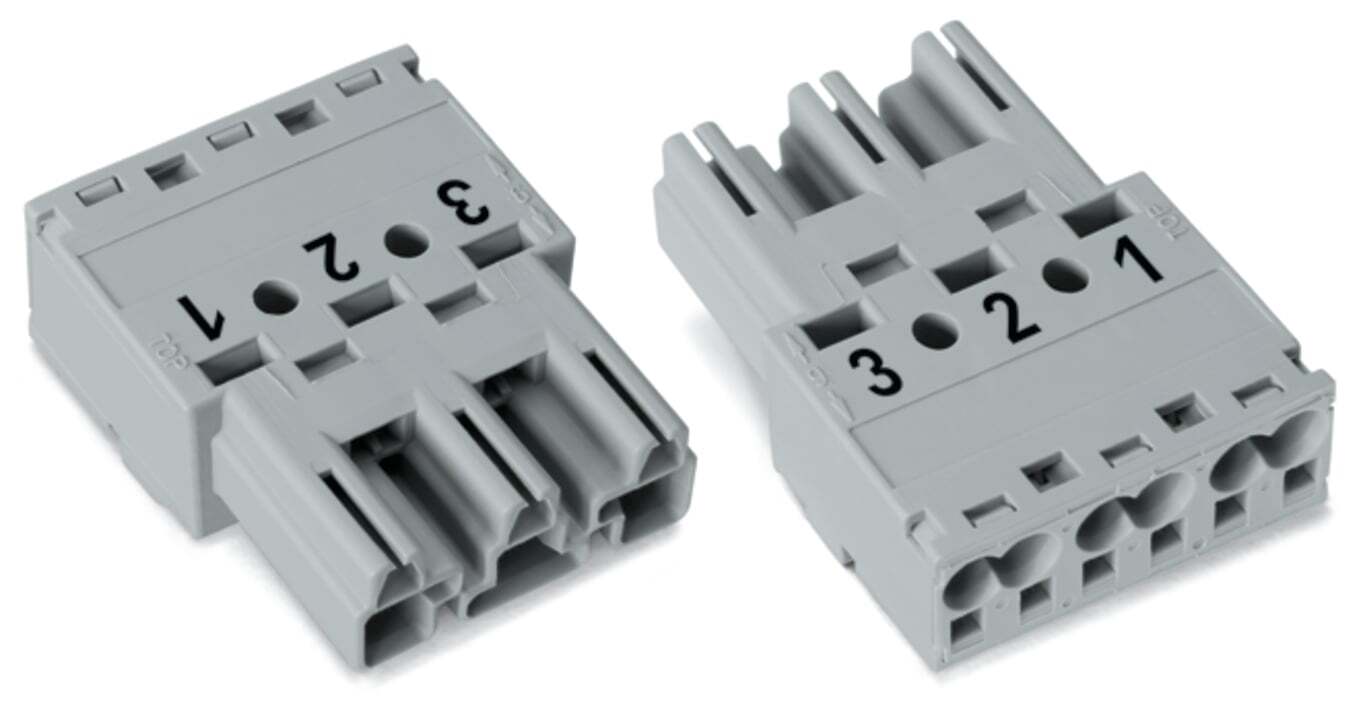 Plug; 3-pole; Cod. B; 4,00 mm; gray