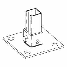 Eaton B-Line series post base, 1.62" H x 6" L x 6" W, Steel, DURA GREEN, Square post base, centered