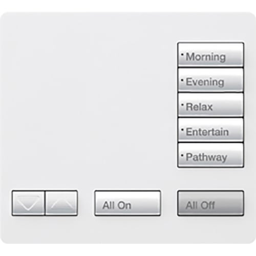 Lutron RadioRA 2 Tabletop Designer Keypad, 5 button with Raise/Lower, All On and All Off - Snow