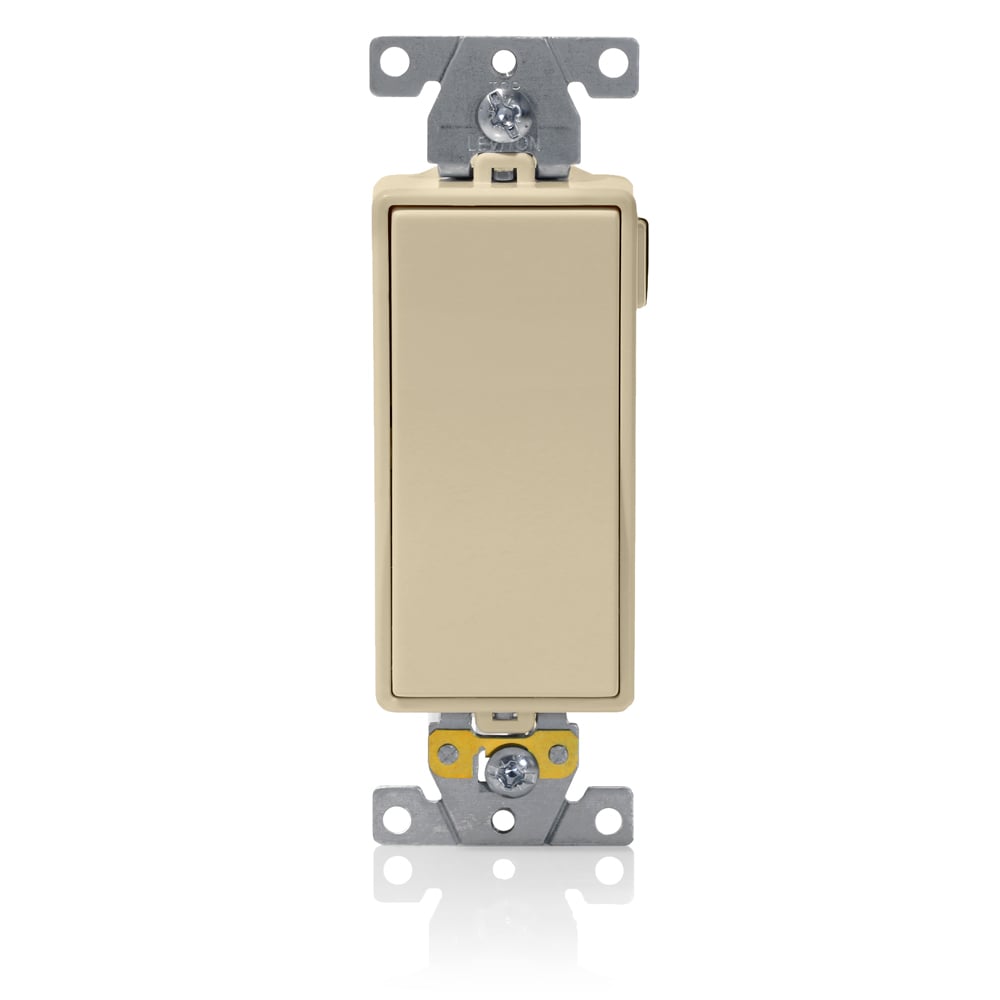 Lev-Lok Switch, Decora Plus, Framed Rocker, Illuminated, Single Pole. 20A-120/277V 1 HP At 120V, 2 HP At 240V, Commercial Spec Grade 10 Yr, Ivory. To Be Used With Cat# MSPSW Wiring Modules.