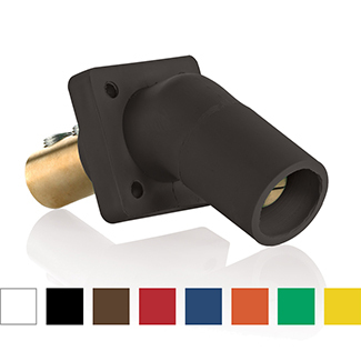 16 Series Male Panel Receptacle, Cam-Type, 45-Degree, Double Set Screw, Taper Nose, Cable Range- 1/0 to 4/0 AWG, 400 Amp-Blue