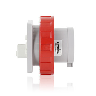32 Amp, 440-460 Volt, 3P+N+E (4P, 5W), Clock Position 11, IEC/EN 60309-1 & 60309-2, International Configuration Panel Mounting Inlet, Industrial Grade, IP66/67, Watertight - RED