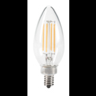 Bent Tip Chandelier Filament bulb, 60W Equivalent, CA11 shape, E12 Candalbra base, 2700K, 90 CRI , Clear