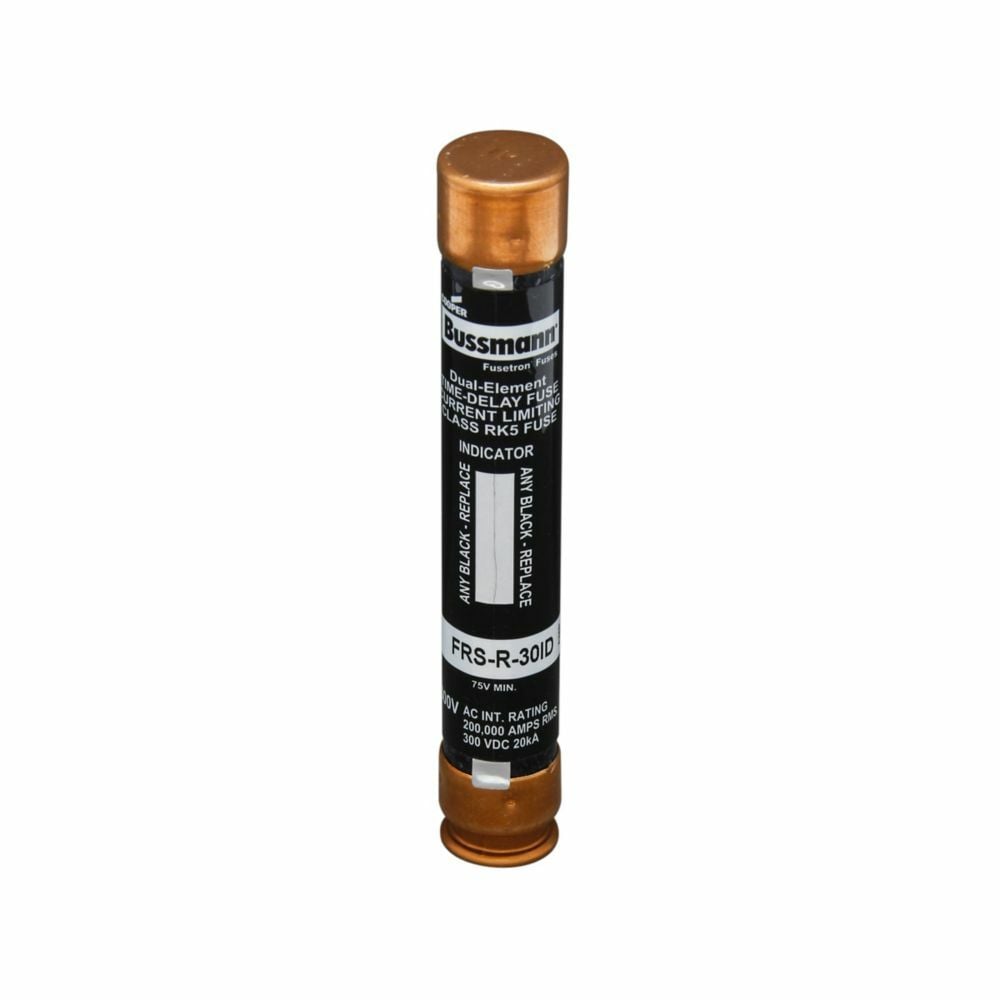 Eaton Bussmann series FRS-R fuse, 8 A, Dual, Class RK5, With Indicator, Ferrule end x ferrule end, 10 sec at 500%, 20 kAIC at 300 Vdc,200 kAIC at 600 V, Standard, 600 V, 300 Vdc