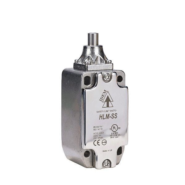 HLM-SS-PP Pin Plunger Limit Switch, Stainless Steel, 1/2 NPT Cable Entry, 1-NC & 1-NO Contacts, Snap Action