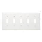 5-Gang Toggle Device Switch Wallplate, Standard Size, Thermoset, Device Mount, White