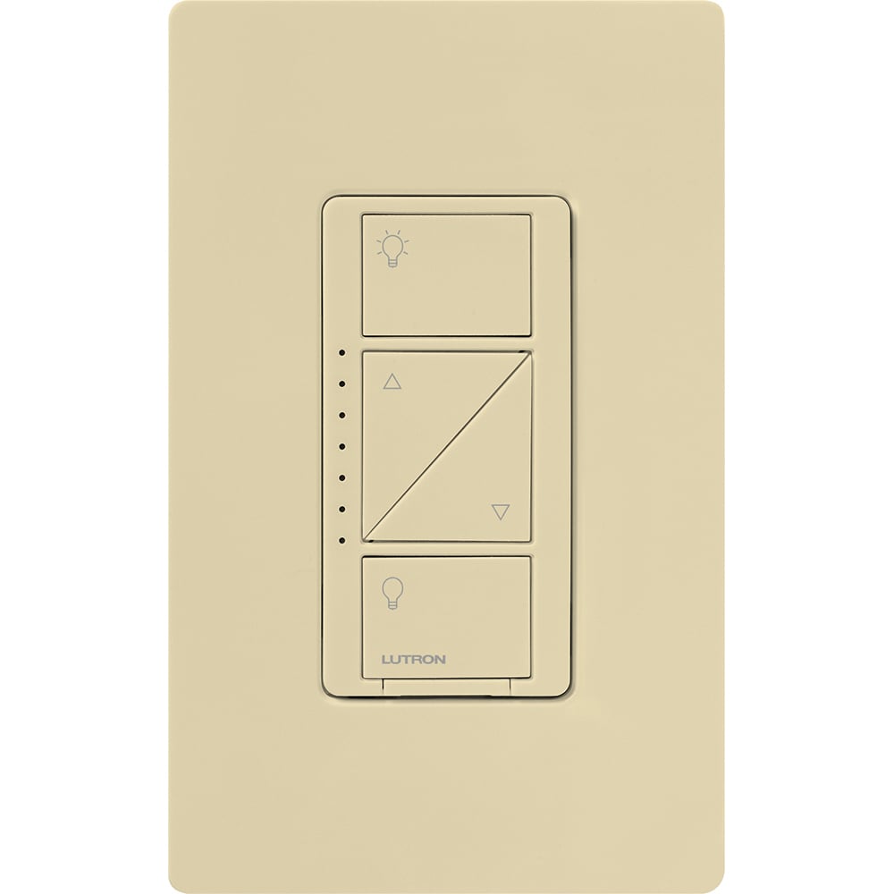 Caseta Wireless 3-way/single-pole RF dimmer for LED, CFL, Incandescent, Halogen, or Magnetic Low Voltage, 1000W/VA, neutral optional in ivory