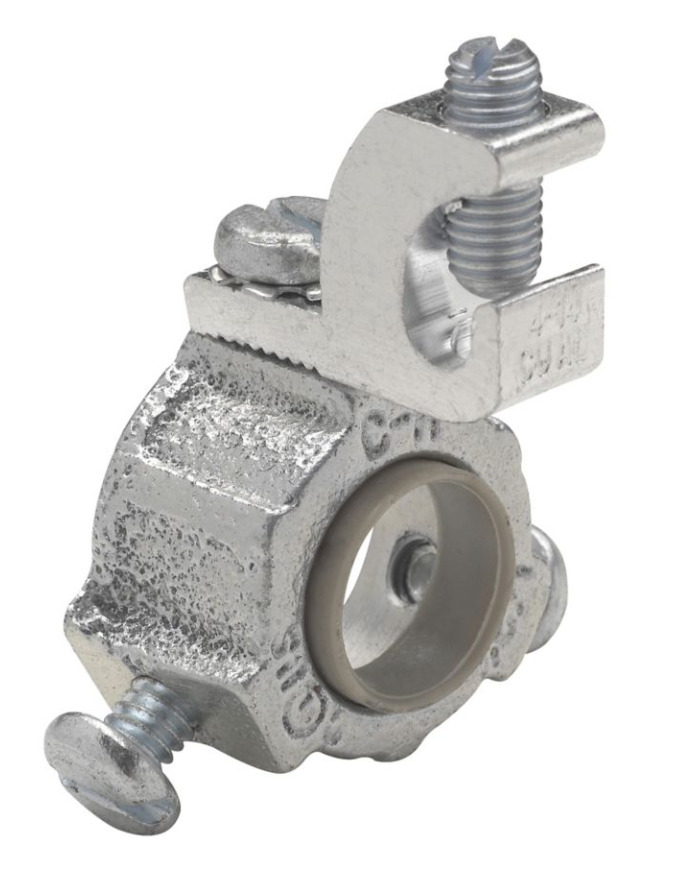 GLS6 Threaded Throat Grounding Bushing, 14 to 4 AWG AC Cable, 2 in Trade, Malleable Iron