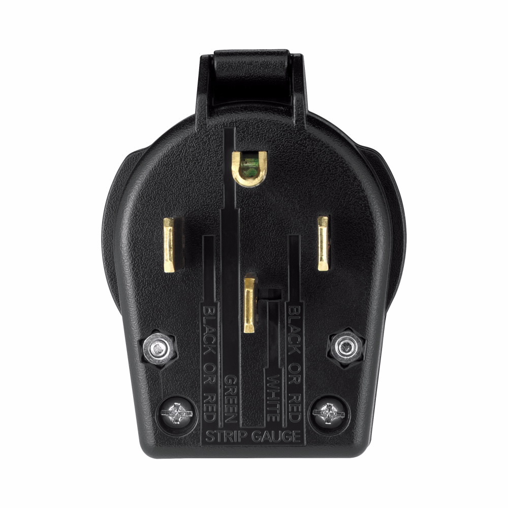 Eaton Arrow Hart heavy-duty universal nema power plug ,#10-4 AWG,30A/50A,Commercial, range & dryer,125/250V,Back wire,Black,Brass,Durable thermoplastic,14-30P,14-50P,Three-pole,four-wire,grounding,Screw,1.13",Thermoplastic,Retail Box